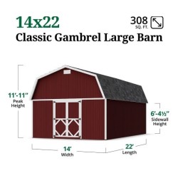 Little Cottage Co. 14x22 Classic Gambrel Large Barn Shed Kit (14x22 CGLB-PC)