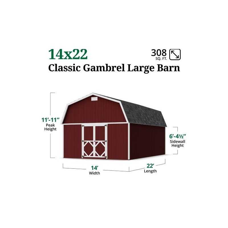 Little Cottage Co. 14x22 Classic Gambrel Large Barn Shed Kit (14x22 CGLB-PC)