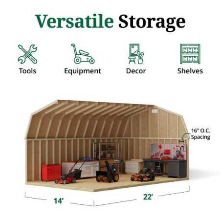 Little Cottage Co. 14x22 Classic Gambrel Large Barn Shed Kit (14x22 CGLB-PC)