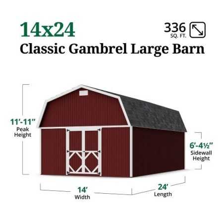Little Cottage Co. 14x24 Classic Gambrel Large Barn Shed Kit (14x24 CGLB-PC)