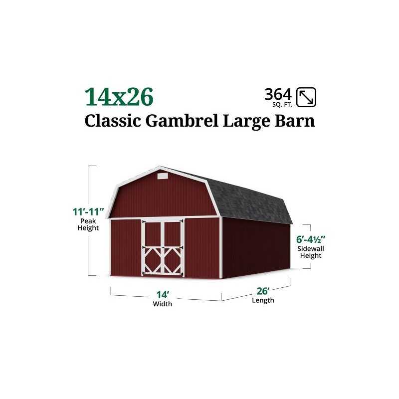 Little Cottage Co. 14x26 Classic Gambrel Large Barn Shed Kit (14x26 CGLB-PC)