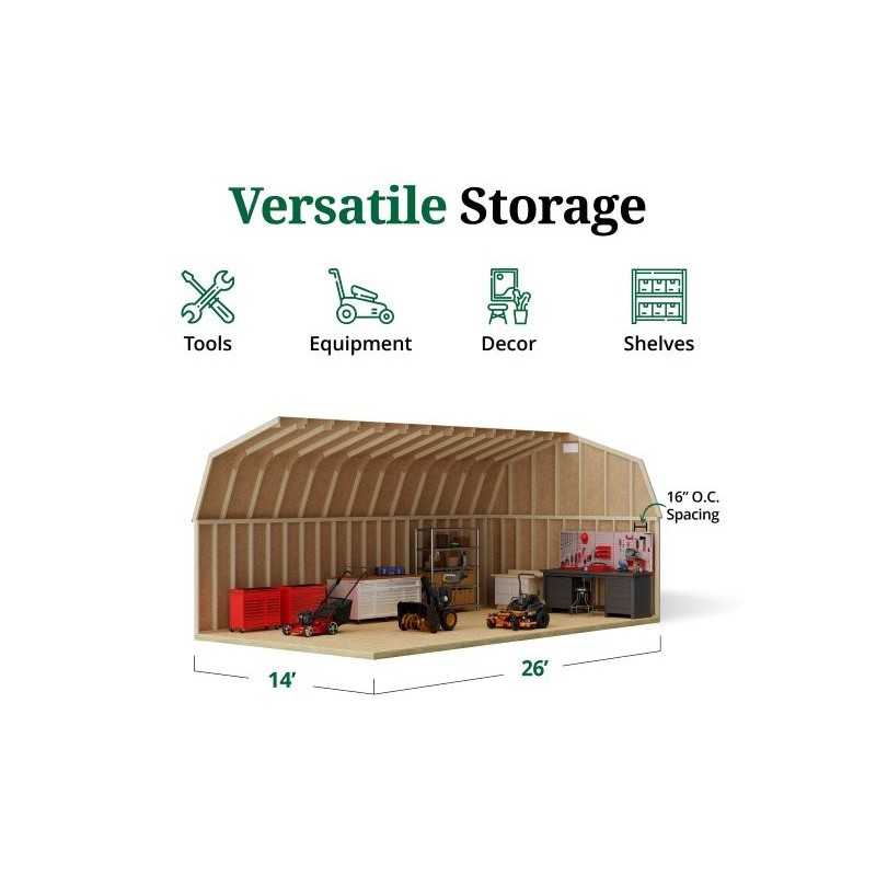 Little Cottage Co. 14x26 Classic Gambrel Large Barn Shed Kit (14x26 CGLB-PC)