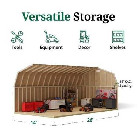 Little Cottage Co. 14x26 Classic Gambrel Large Barn Shed Kit (14x26 CGLB-PC)