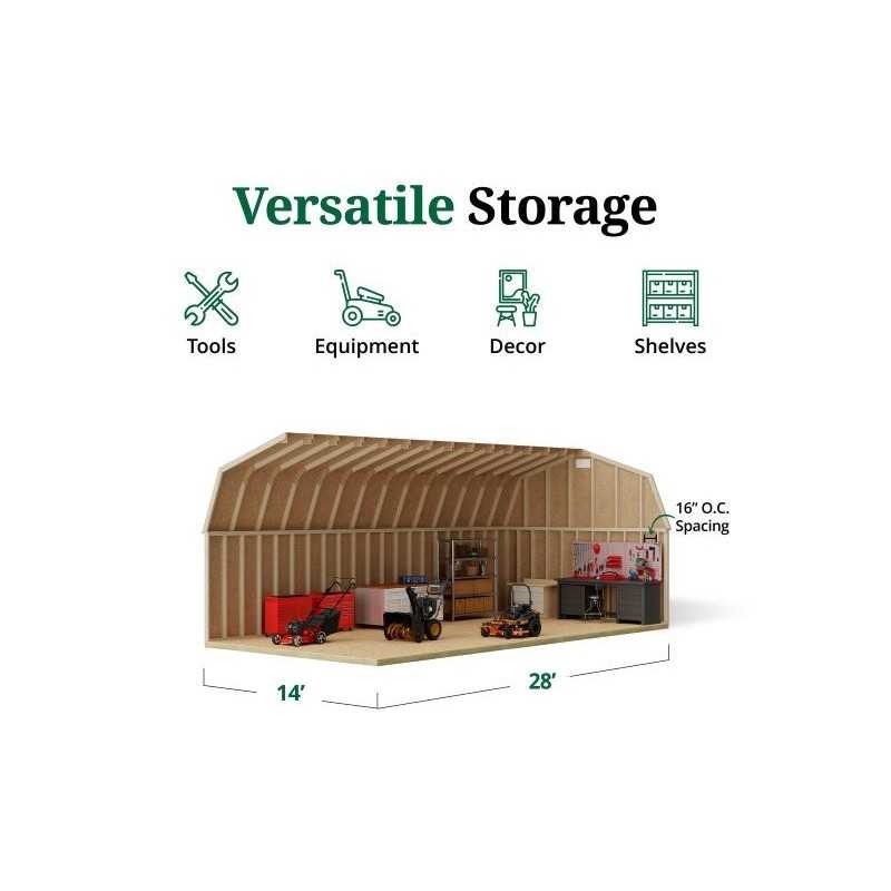 Little Cottage Co. 14x28 Classic Gambrel Large Barn Shed Kit (14x28 CGLB-PC)