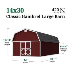 Little Cottage Co. 14x30 Classic Gambrel Large Barn Shed Kit (14x30 CGLB-PC)
