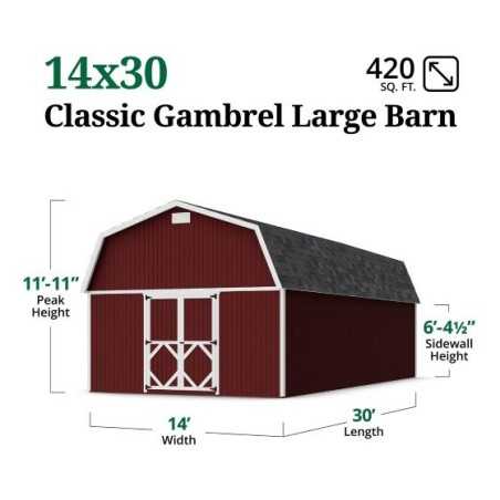 Little Cottage Co. 14x30 Classic Gambrel Large Barn Shed Kit (14x30 CGLB-PC)