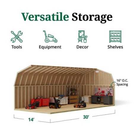 Little Cottage Co. 14x30 Classic Gambrel Large Barn Shed Kit (14x30 CGLB-PC)