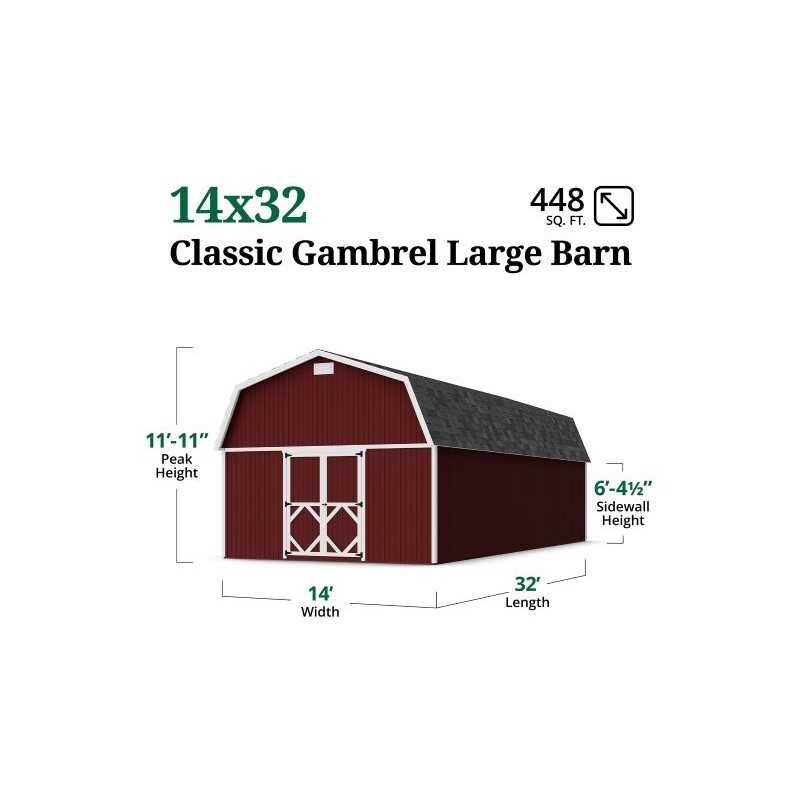 Little Cottage Co. 14x32 Classic Gambrel Large Barn Shed Kit (14x32 CGLB-PC)