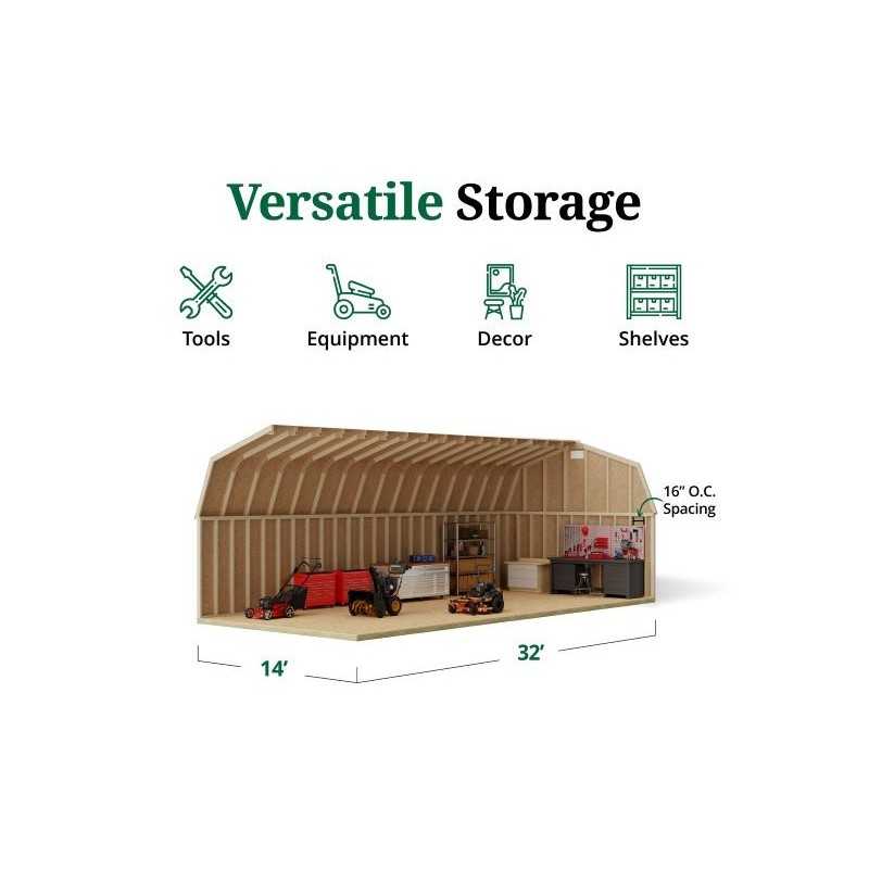 Little Cottage Co. 14x32 Classic Gambrel Large Barn Shed Kit (14x32 CGLB-PC)