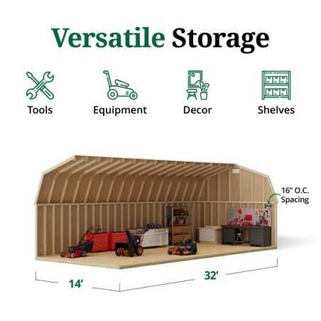 Little Cottage Co. 14x32 Classic Gambrel Large Barn Shed Kit (14x32 CGLB-PC)