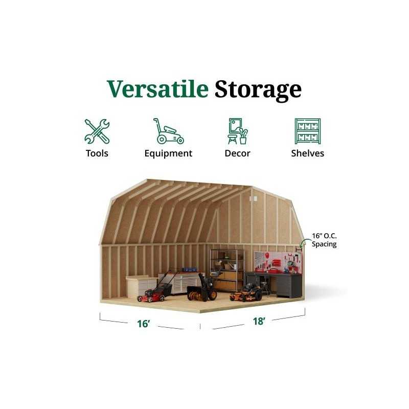Little Cottage Co. 16x1 Classic Gambrel Large Barn Shed Kit (16x18 CGLB-PC)