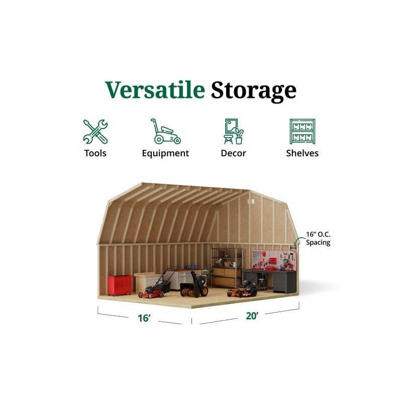 Little Cottage Co. 16x20 Classic Gambrel Large Barn Shed Kit (16x20 CGLB-PC)