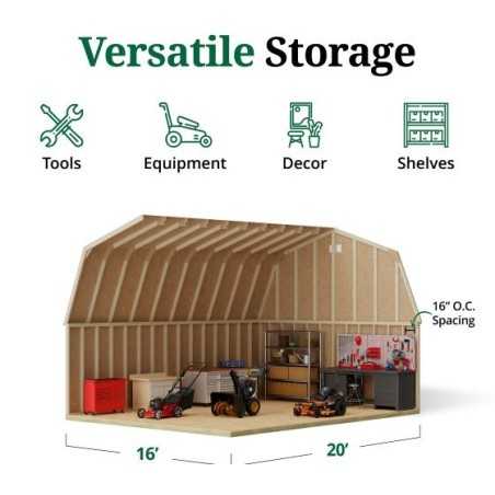 Little Cottage Co. 16x20 Classic Gambrel Large Barn Shed Kit (16x20 CGLB-PC)