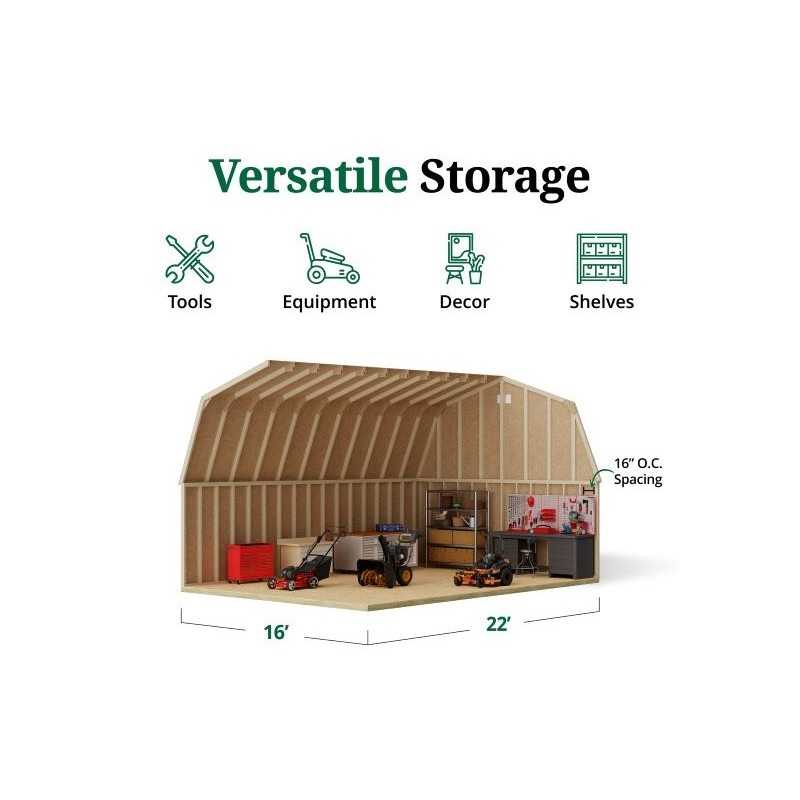 Little Cottage Co. 16x22 Classic Gambrel Large Barn Shed Kit (16x22 CGLB-PC)