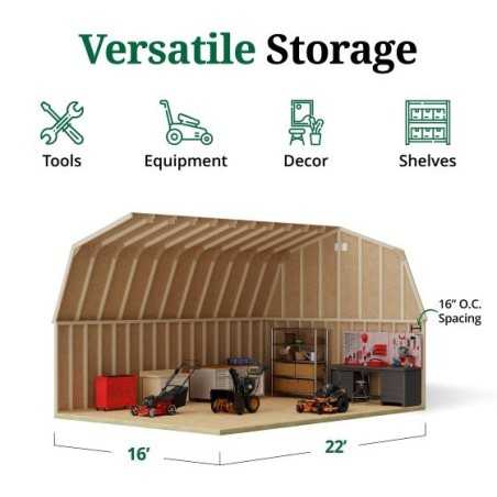 Little Cottage Co. 16x22 Classic Gambrel Large Barn Shed Kit (16x22 CGLB-PC)