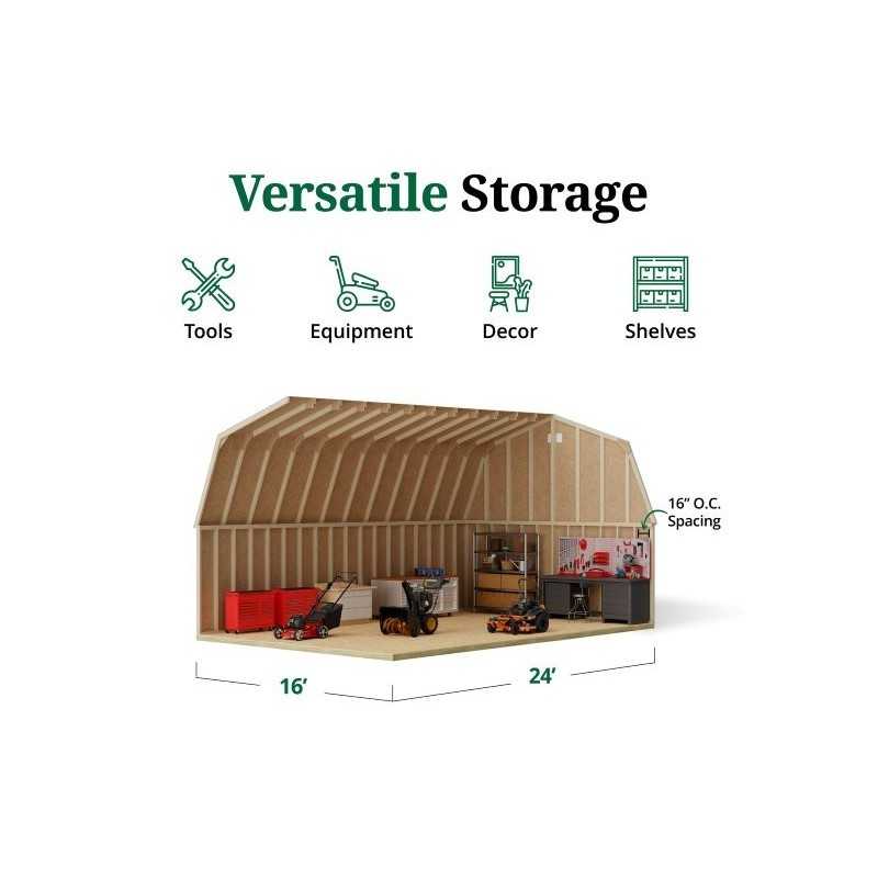 Little Cottage Co. 16x24 Classic Gambrel Large Barn Shed Kit (16x24 CGLB-PC)