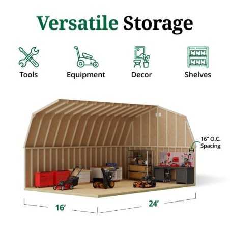 Little Cottage Co. 16x24 Classic Gambrel Large Barn Shed Kit (16x24 CGLB-PC)