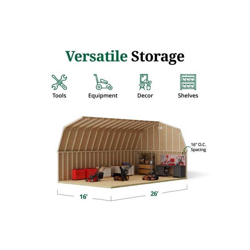 Little Cottage Co. 16x26 Classic Gambrel Large Barn Shed Kit (16x26 CGLB-PC)
