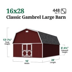 Little Cottage Co. 16x28 Classic Gambrel Large Barn Shed Kit (16x28 CGLB-PC)