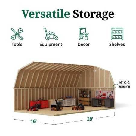 Little Cottage Co. 16x28 Classic Gambrel Large Barn Shed Kit (16x28 CGLB-PC)