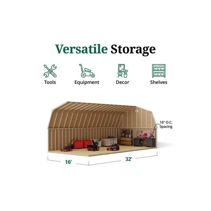 Little Cottage Co. 16x32 Classic Gambrel Large Barn Shed Kit (16x32 CGLB-PC)