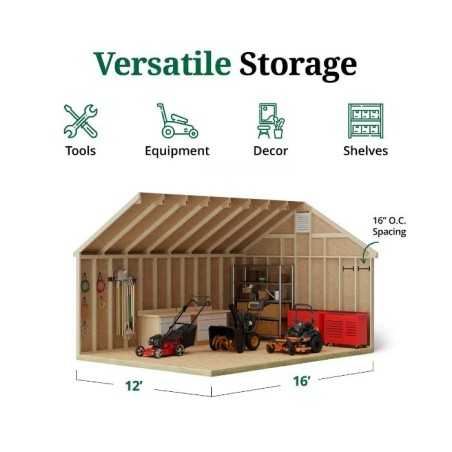 Little Cottage Co. Colonial Pinehurst 12x16 Wood Storage Shed Kit (12x16 PCGS-PC)