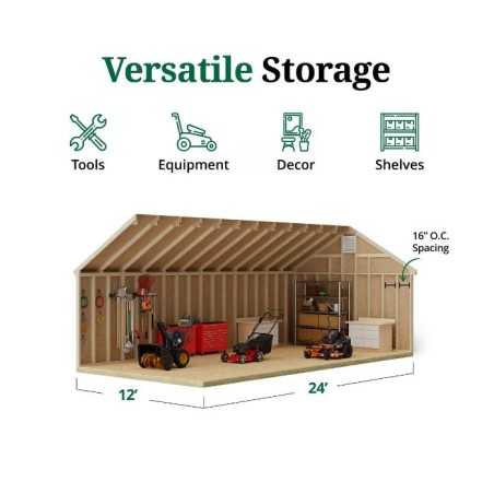 Little Cottage Co. Colonial Pinehurst 12x24 Wood Storage Shed Kit (12x24 PCGS-PC)