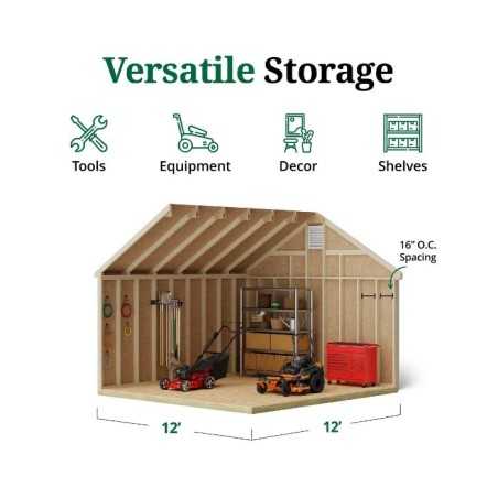 Little Cottage Co. Colonial Pinehurst 12x12 Wood Storage Shed Kit (12x12 PCGS-PC)