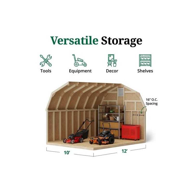 Little Cottage Co. Colonial Greenfield 10x12 Wood Barn Shed Kit (10x12 GCGS-PC)