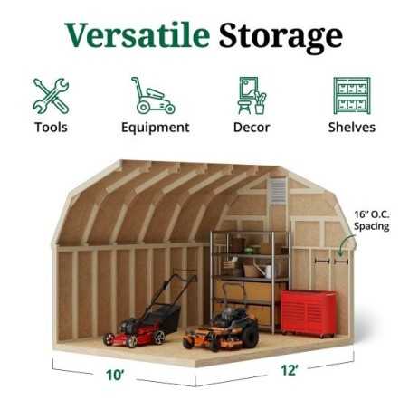 Little Cottage Co. Colonial Greenfield 10x12 Wood Barn Shed Kit (10x12 GCGS-PC)