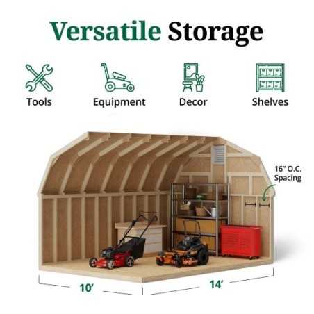 Little Cottage Co. Colonial Greenfield 10x14 Wood Barn Shed Kit (10x14 GCGS-PC)