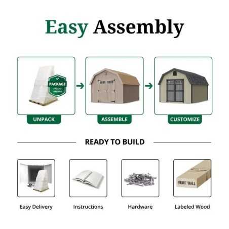 Little Cottage Co. Colonial Greenfield 10x14 Wood Barn Shed Kit (10x14 GCGS-PC)