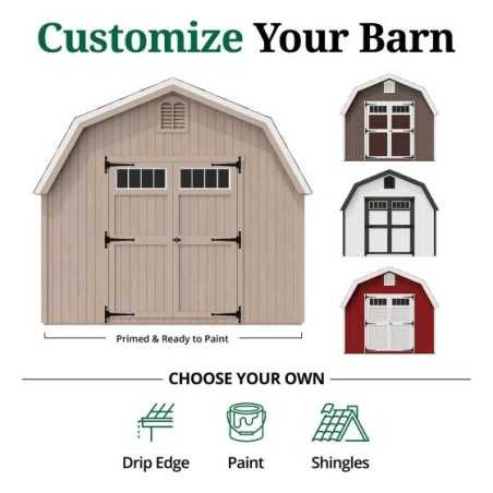 Little Cottage Co. Colonial Greenfield 10x16 Wood Barn Shed Kit (10x16 GCGS-PC)