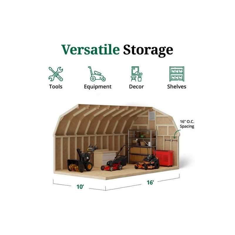 Little Cottage Co. Colonial Greenfield 10x16 Wood Barn Shed Kit (10x16 GCGS-PC)