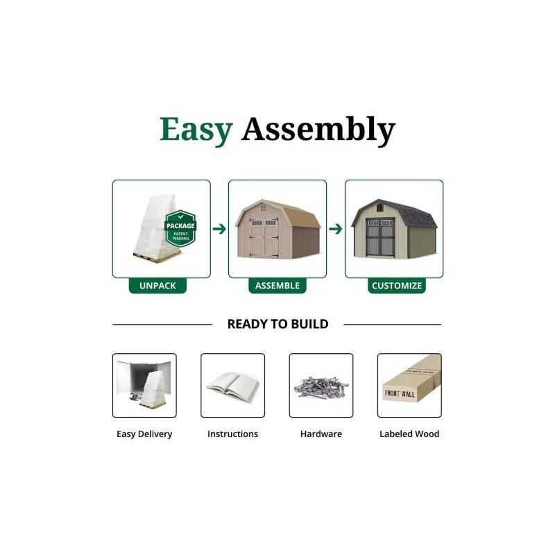 Little Cottage Co. Colonial Greenfield 10x16 Wood Barn Shed Kit (10x16 GCGS-PC)