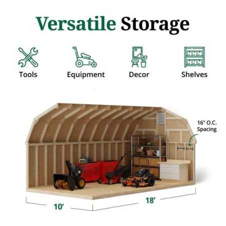 Little Cottage Co Colonial Greenfield 10x18 Wood Barn Shed Kit (10x18 GCGS-PC)