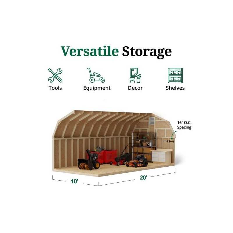 Little Cottage Co. Colonial Greenfield 10x20 Wood Barn Shed Kit (10x20 GCGS-PC)