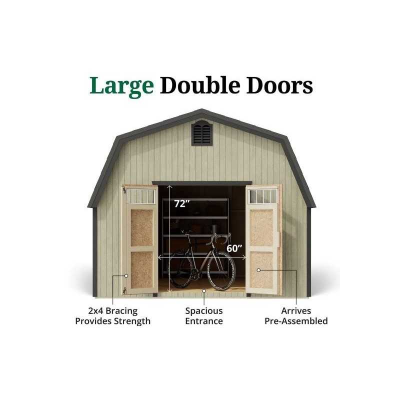 Little Cottage Co. Colonial Greenfield 12x12 Wood Barn Shed Kit (12x12 GCGS-PC)