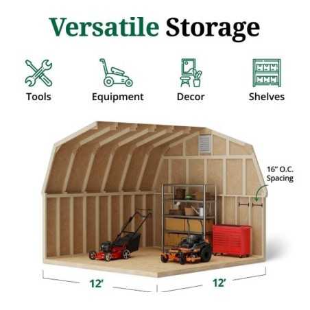 Little Cottage Co. Colonial Greenfield 12x12 Wood Barn Shed Kit (12x12 GCGS-PC)