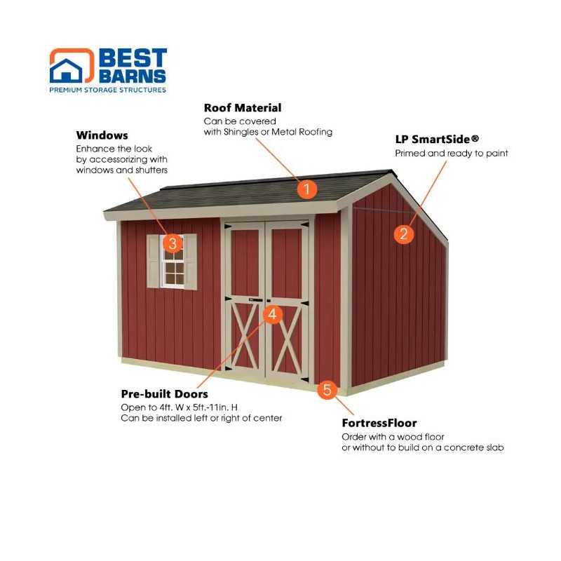 Best Barns Sophisticated Salt Box 8x12 Pre-cut Wood Shed Kit - Offset Eave Door (SBOXDE12)
