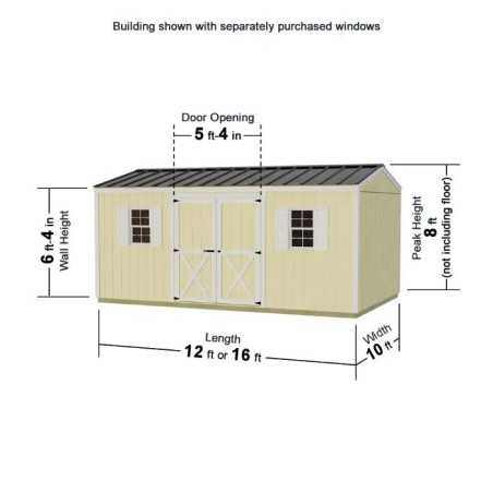 Best Barns Handmade Haven 16x10 Pre-Cut Shed Kit - Centered Eave Door (HHAVDE16)