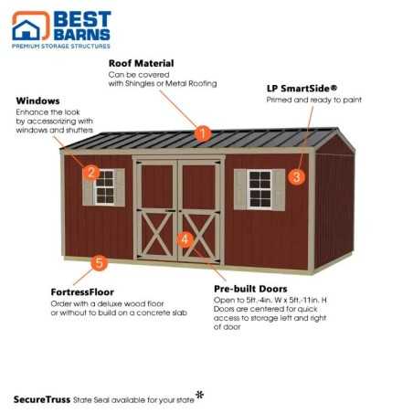 Best Barns Handmade Haven 16x10 Pre-Cut Shed Kit - Centered Eave Door (HHAVDE16)