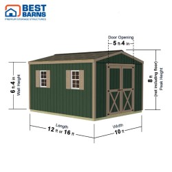 Best Barns Handmade Haven 10x12 Pre-Cut Shed Kit - Centered Gable Door (HHAVDG12)