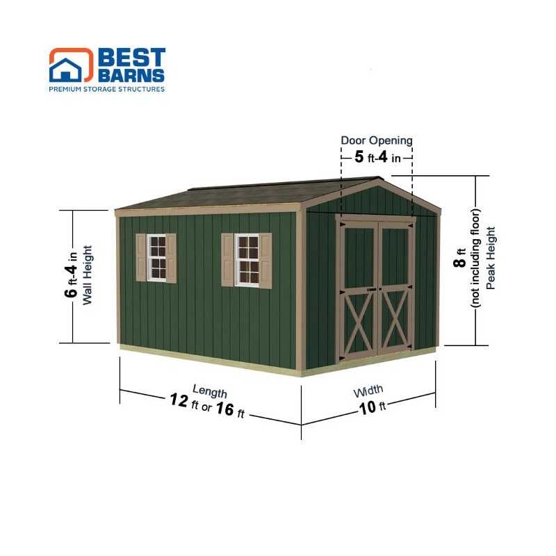 Best Barns Handmade Haven 10x16 Pre-Cut Shed Kit - Centered Gable Door (HHAVDG16)