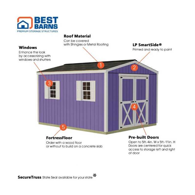 Best Barns Handmade Haven 10x16 Pre-Cut Shed Kit - Centered Gable Door (HHAVDG16)