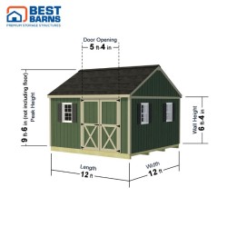 Best Barns Backyard Basecamp 12x12 Pre-Cut Shed Kit- Barn Doors on Eave (BBASDE12)