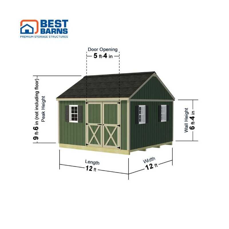 Best Barns Backyard Basecamp 12x12 Pre-Cut Shed Kit- Barn Doors on Eave (BBASDE12)