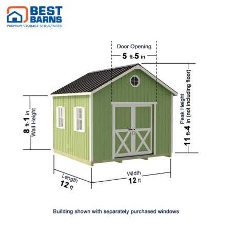 Best Barns Backyard Basecamp 12x12 Pre-Cut Shed Kit - Sliding Doors (BBASSD12)