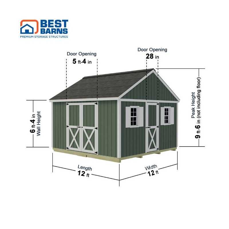 Best Barns Backyard Basecamp 12x12 Pre-Cut Shed Kit - Dual Entry Measurements