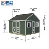 Best Barns Backyard Basecamp 12x12 Pre-Cut Shed Kit - Dual Entry Measurements